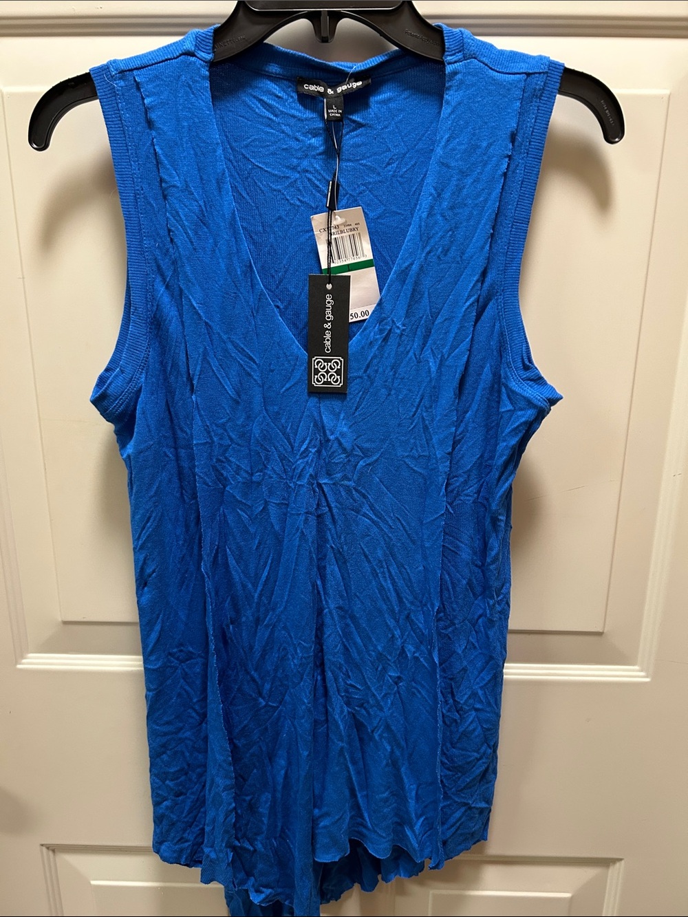 Cable & Gauge Bright Blue V-Neck Sleeveless Tank